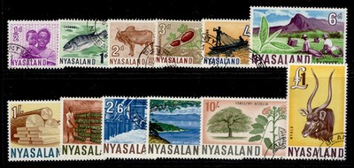 nyasaland-protectorate-qeii-sg199-210-1964-complete-set-fine-used-cat-24