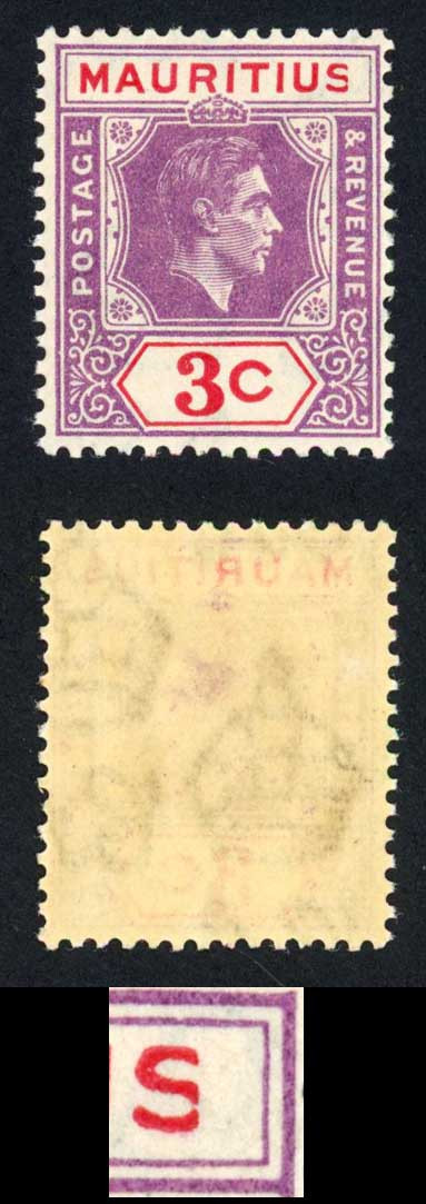 mauritius-sg253a-3c-reddish-purple-and-scarlet-sliced-s-variety-u-m
