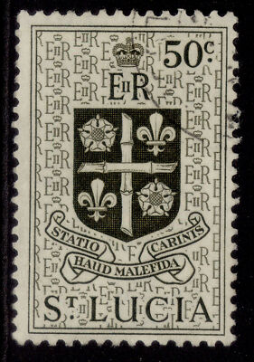 st-lucia-qeii-sg182-50c-deep-olive-green-fine-used