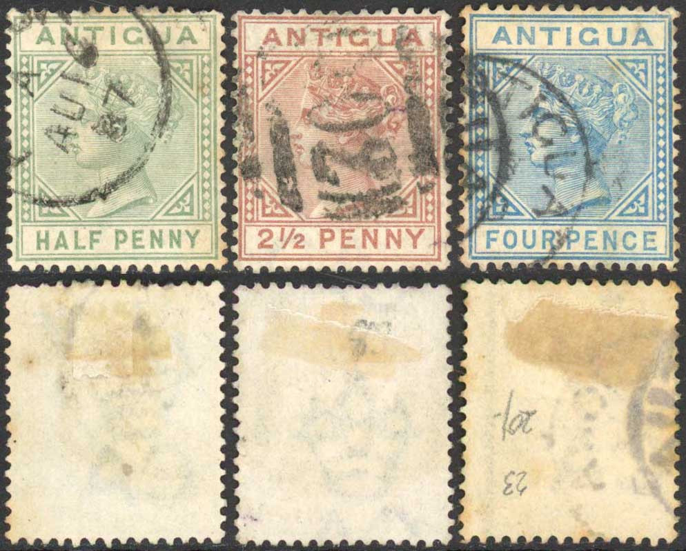 antigua-sg21-3-wmk-crown-ca-set-of-3-4d-tone-spots