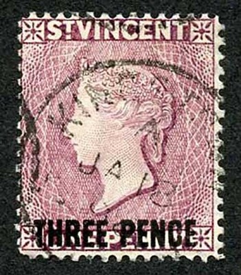 st-vincent-sg63-1897-3d-on-1d-mauve-very-fine-used-cat-26-pounds