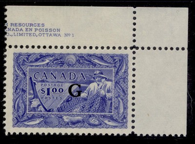 canada-gvi-sg-o192-1-ultramarine-nh-mint-cat-90-imprint-marginal