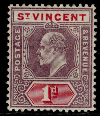 st-vincent-edvii-sg86-1d-dull-purple-carmine-m-mint-cat-28-wmk-mult-script