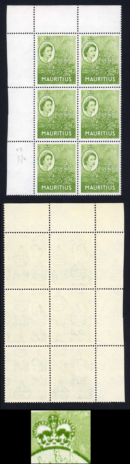 mauritius-sg294-3c-yellow-green-crown-flaw-3-2-in-u-m-block-of-six