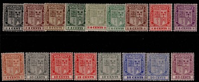 mauritius-gv-sg205-221-1921-26-complete-set-m-mint-cat-65