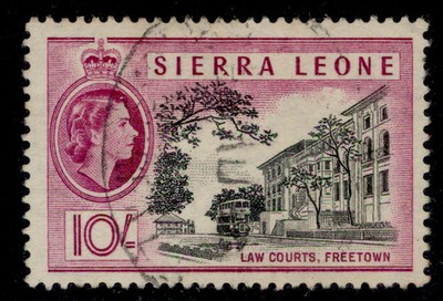 sierra-leone-qeii-sg221-10s-black-reddish-purple-used