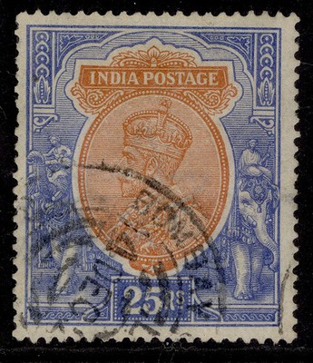india-qv-sg191-25r-orange-blue-fine-used-cat-40-telegraph-pmk