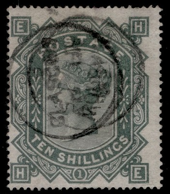 gb-qv-sg128-scarce-10s-greenish-grey-wmk-maltese-cross-used-cat-2250-cds-he