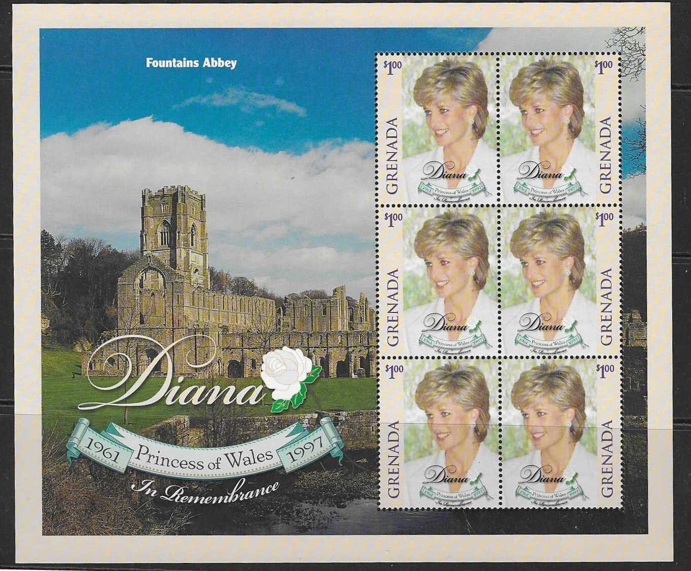 grenada-sg3664a-1998-princess-diana-sheet-mnh
