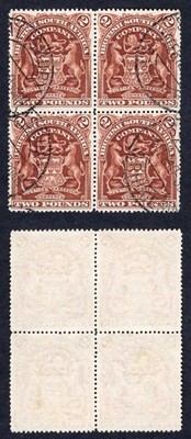 rhodesia-ag91-1908-two-pounds-brown-cto-block-of-four