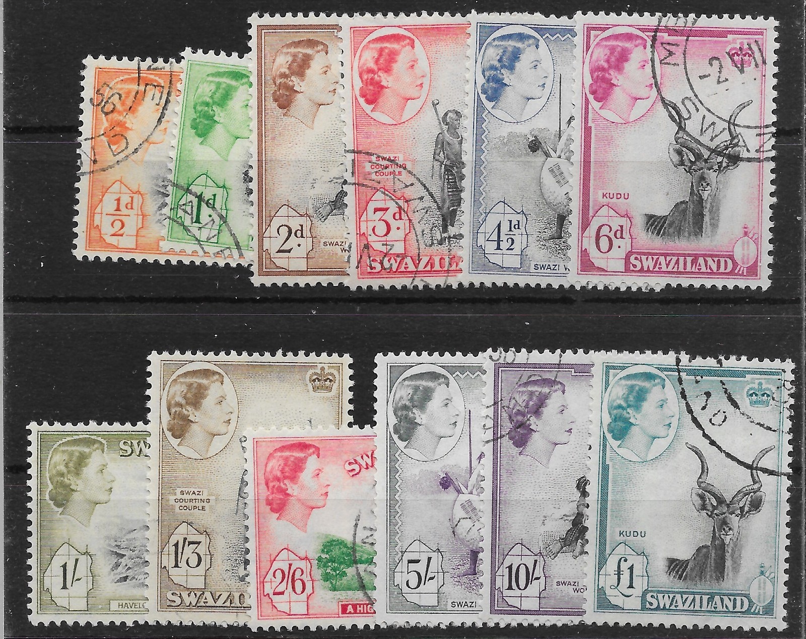 swaziland-sg53-64-1956-definitive-set-fine-used