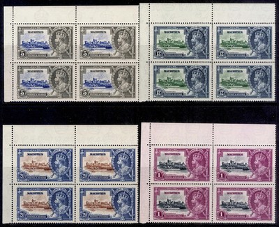 mauritius-gv-sg245-248-1935-silver-jubilee-set-nh-mint-cat-150-corner-blocks