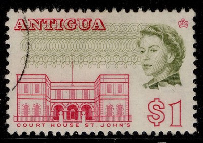antigua-qeii-sg193-1-cerise-yellow-olive-fine-used