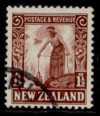 new-zealand-gv-sg579-1d-red-brown-fine-used
