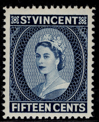 st-vincent-qeii-sg195-15c-deep-blue-nh-mint