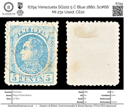 6794-venezuela-sg102-5-c-blue-1880-sc-68-mi-23x-used-c10