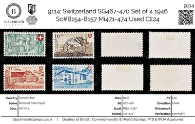 9114-switzerland-sg467-470-set-of-4-1946-sc-b154-b157-mi471-474-used-c24