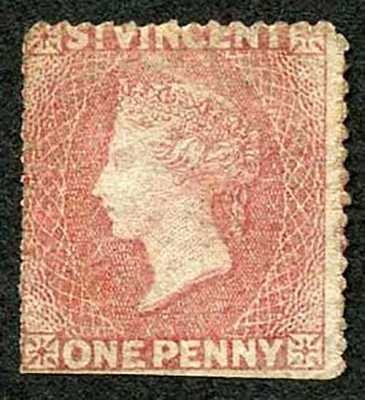 st-vincent-sg1-1d-rose-red-no-wmk-rough-to-intermediate-perf-14-16-no-gum-cat-50