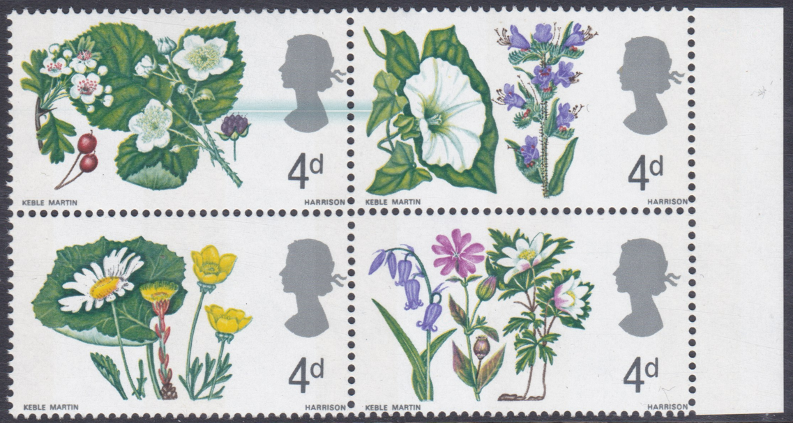 qeii-gb-sg717-720-1967-4d-flowers-blue-ink-flaw-unmounted-mint