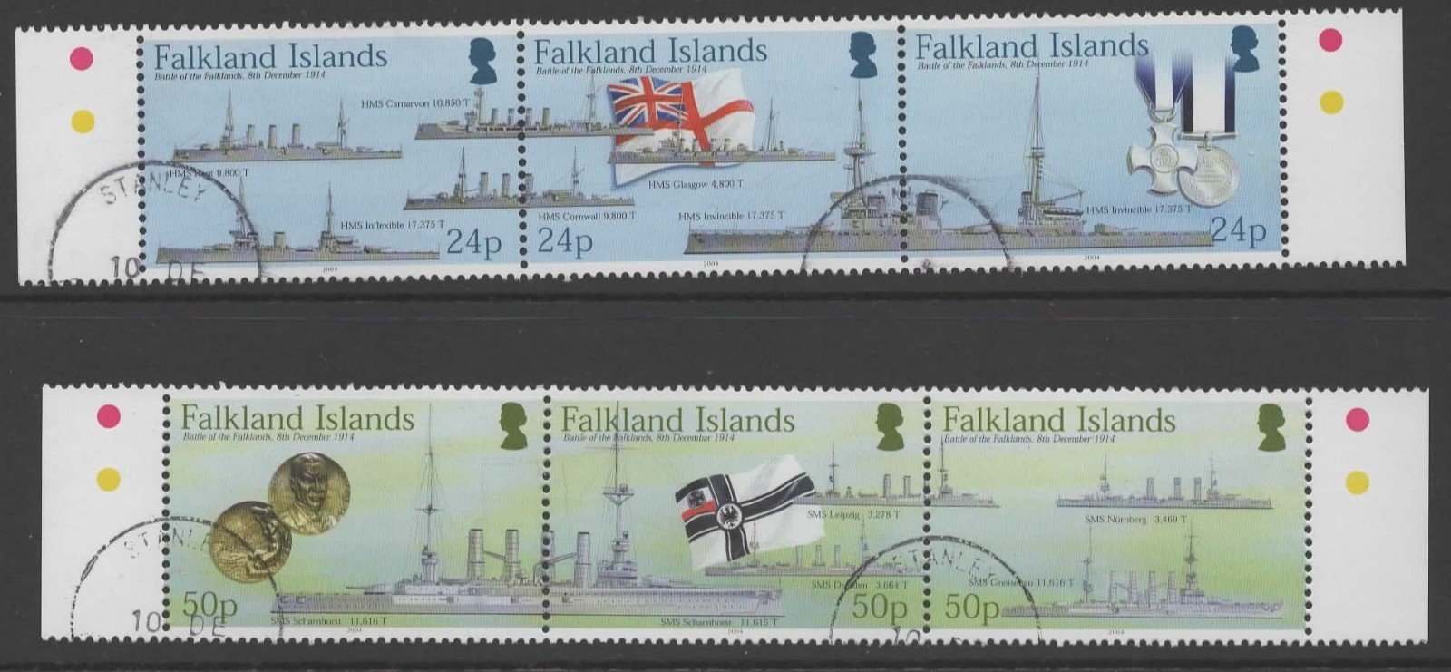 falkland-islands-sg1002-7-2004-90th-anniv-of-the-battle-of-falkland-islands-used