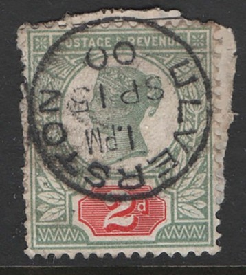 gb-1887-2d-green-scarlet-sg199-very-fine-used-on-piece-crisp-cds-cat-260