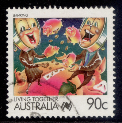 australia-qeii-sg1134-1988-90c-banking-fine-used