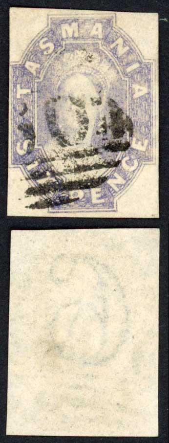 tasmania-sg44-48-6d-wmk-double-line-6-four-margins-cat-75-pounds