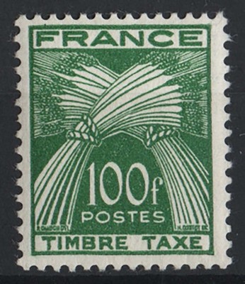 france-1946-dues-100f-green-timbretaxe-vf-mint-sgd996-c130