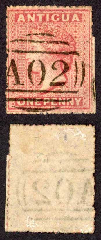 antigua-sg7-1d-vermilion-wmk-small-star-rough-perf-14-to-16-cat-30-pounds