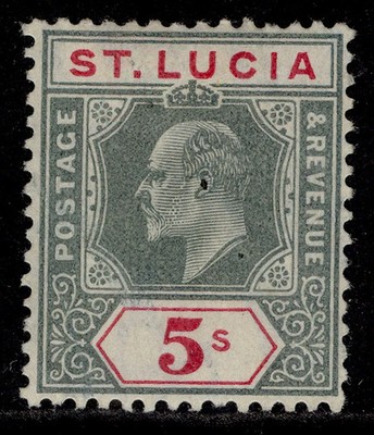 st-lucia-edvii-sg76-5s-green-carmine-m-mint-cat-95