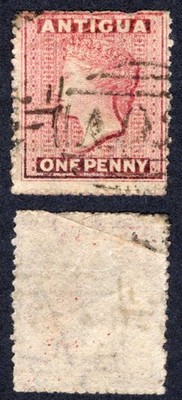 antigua-sg6-1d-dull-rose-wmk-small-star-rough-perf-used-cat-55-pounds