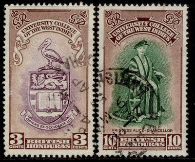 british-honduras-gvi-sg176-177-1951-bwi-university-college-set-fine-used