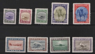 greenland-1945-1-5k-set-of-9-fresh-m-mint-sg8-16-c325