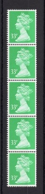 33p-machin-unmounted-mint-coil-strip-of-5