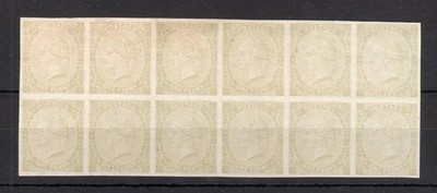 1880-perkins-bacon-1d-tender-essay-block-of-12-on-watermarked-ungummed-paper