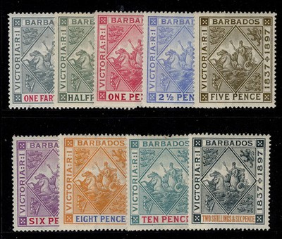 barbados-qv-sg116-124-1897-98-diamond-jubilee-complete-set-m-mint-cat-325