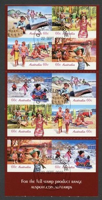 australia-sg3487b-2010-through-the-years-self-adhesive-pane-fine-used