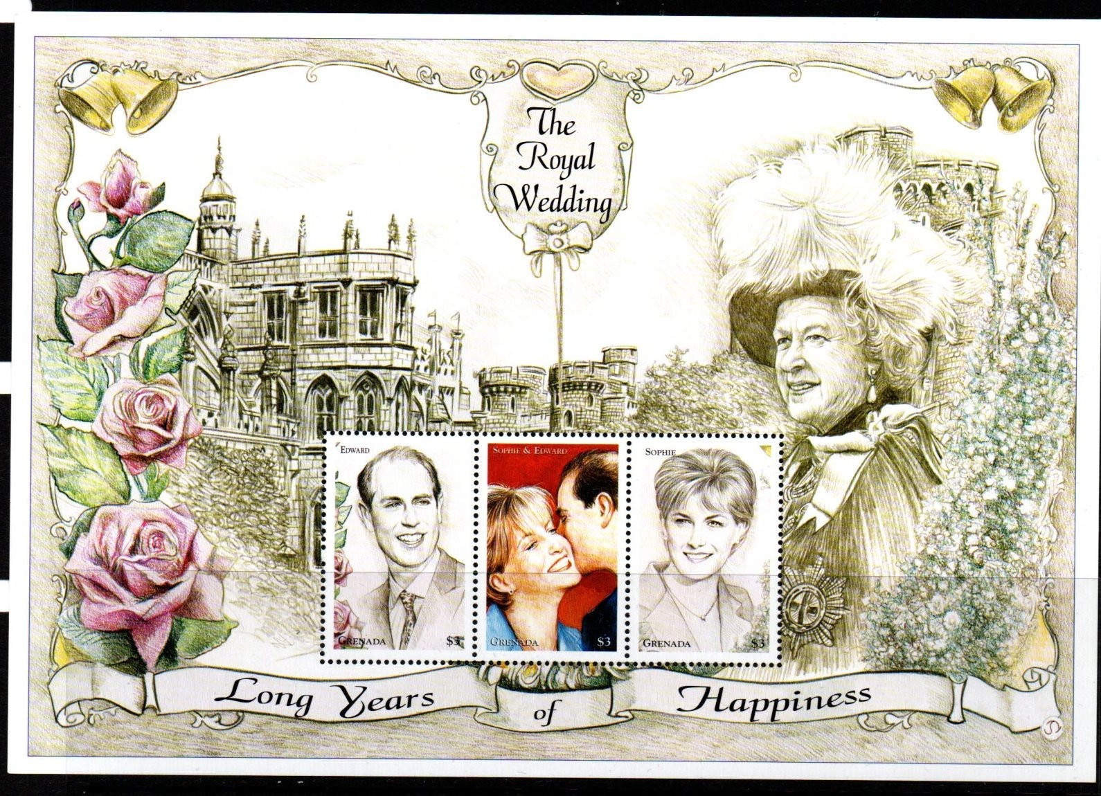 grenada-sg3833a-1999-royal-wedding-sheetlet-mnh