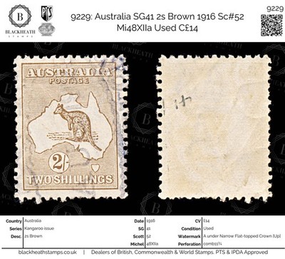 9229-australia-sg41-2s-brown-1916-sc-52-mi48xiia-used-c14