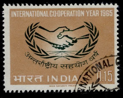 india-qeii-sg502-1965-15p-intl-cooperation-year-fine-used