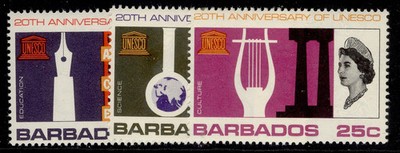 barbados-qeii-sg360-362-1967-unesco-set-nh-mint