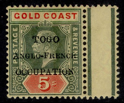 togo-gv-sg-h44b-5s-green-red-yellow-white-back-thin-g-variety-lh-mint