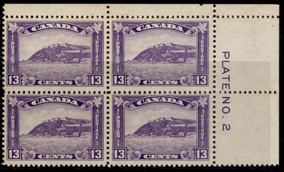 canada-gv-sg325-13c-bright-violet-nh-mint-cat-340-marginal-block-x4