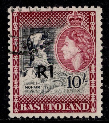 basutoland-qeii-sg68b-1r-on-10s-black-maroon-fine-used-cat-35-type-iii