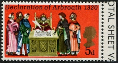 1970-annivs-5d-sg-819-dramatic-drop-of-gold-queen-s-head-partially