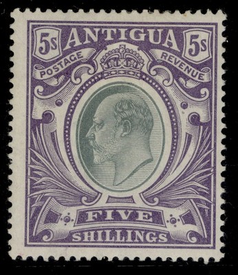 antigua-edvii-sg40-5s-grey-green-violet-m-mint-cat-110