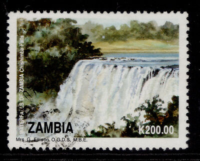 zambia-qeii-sg718-1993-200k-chishimba-falls-fine-used