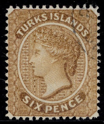 turks-caicos-islands-qv-sg59-6d-yellow-brown-fine-used