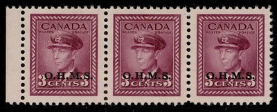 canada-gvi-sg-o164-3c-purple-nh-mint-cat-19-horizontal-strip-x3