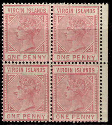 british-virgin-islands-qv-sg29-1d-pale-rose-m-mint-cat-220-block-x-4